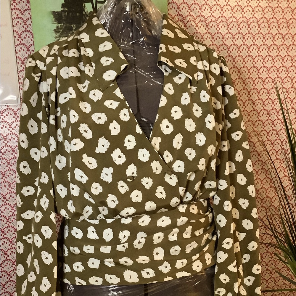 Adolph Schuman for Lilli Ann Vintage Long Sleeve Dressy Blouse White Floral